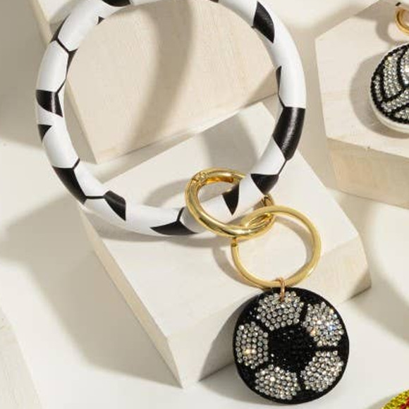 Soccer Key Ring with Crystal Soccer Charm - Picture 2 of 3